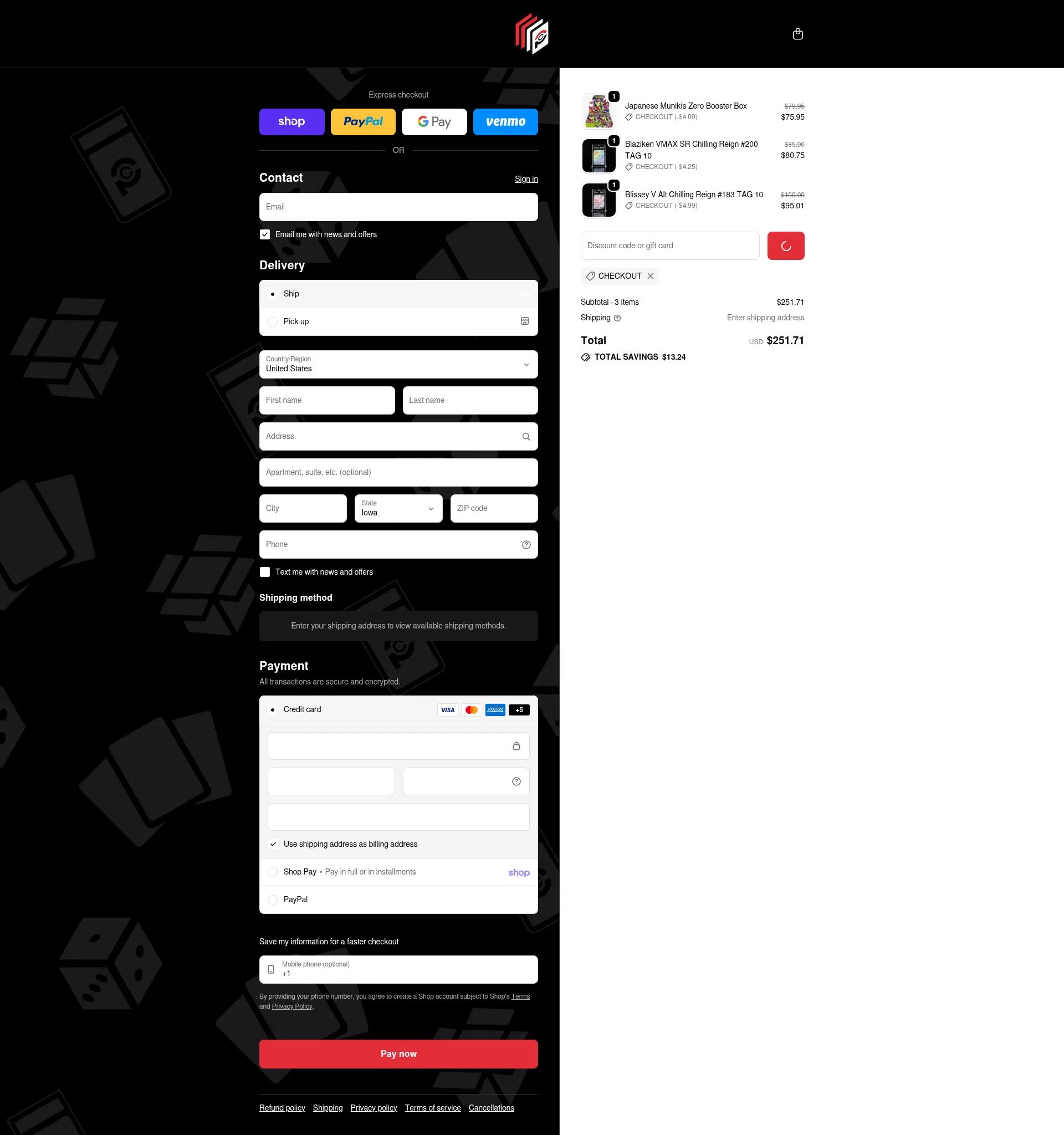 Poke Collect checkout page showing Poke Collect promo code box | Screenshot taken by SimplyCodes community member on Feb 6, 2026
