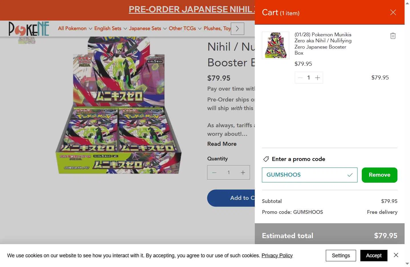 Pokene checkout page showing Pokene promo code box | Screenshot taken by SimplyCodes community member on Jan 24, 2026