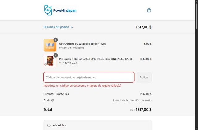 PokeNinJapan checkout page showing PokeNinJapan promo code box | Screenshot taken by SimplyCodes community member on Jul 28, 2025