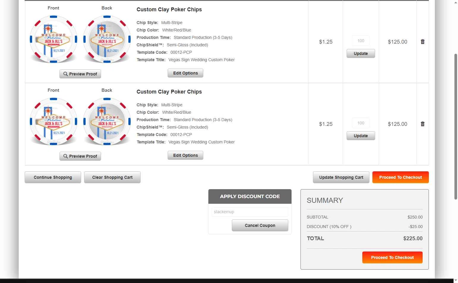 PokerChips.com checkout page showing PokerChips.com promo code box | Screenshot taken by SimplyCodes community member on Dec 11, 2025