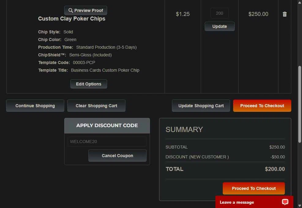 PokerChips.com checkout page showing PokerChips.com promo code box | Screenshot taken by SimplyCodes community member on Jan 9, 2026