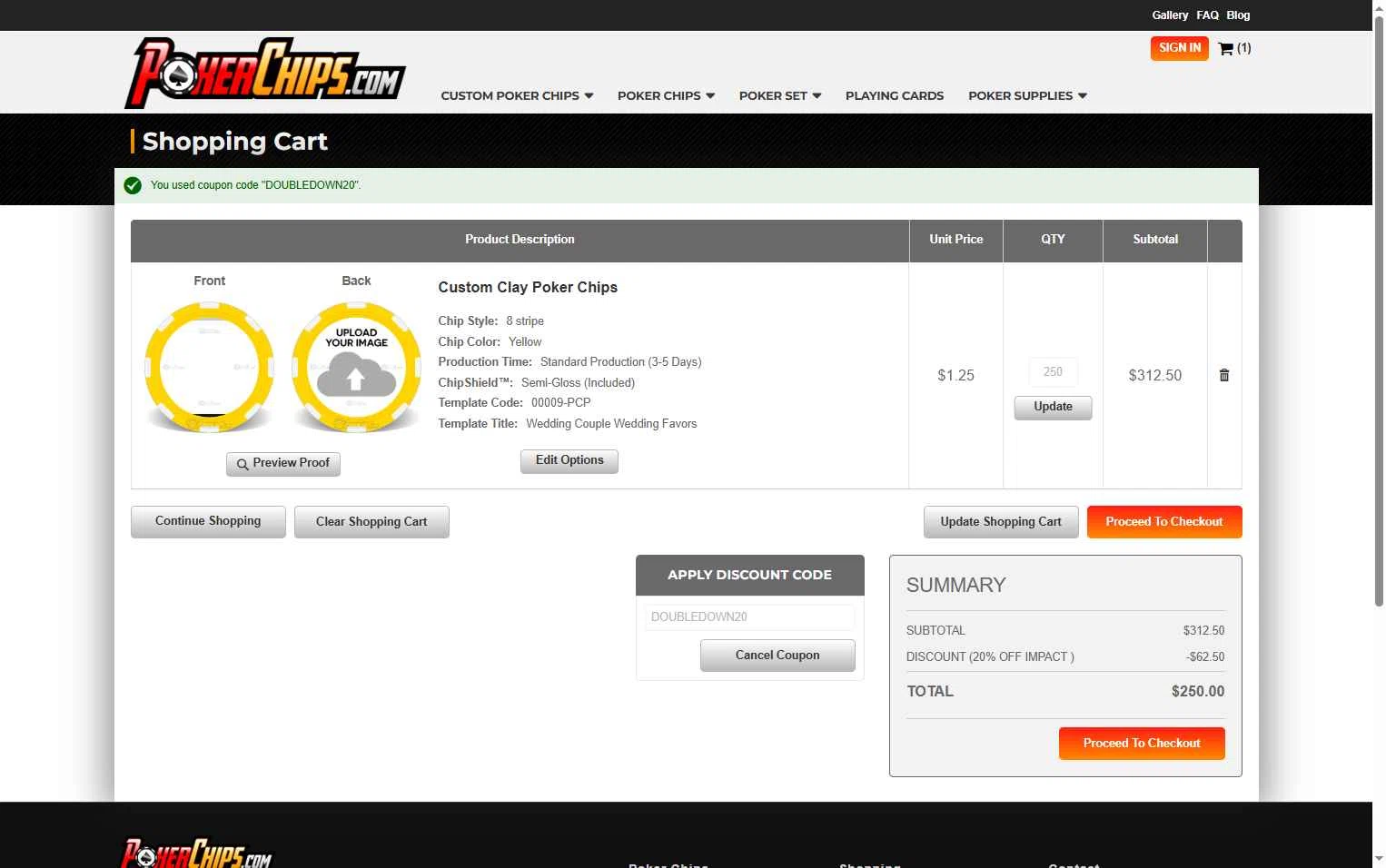 PokerChips.com checkout page showing PokerChips.com promo code box | Screenshot taken by SimplyCodes community member on Dec 11, 2025