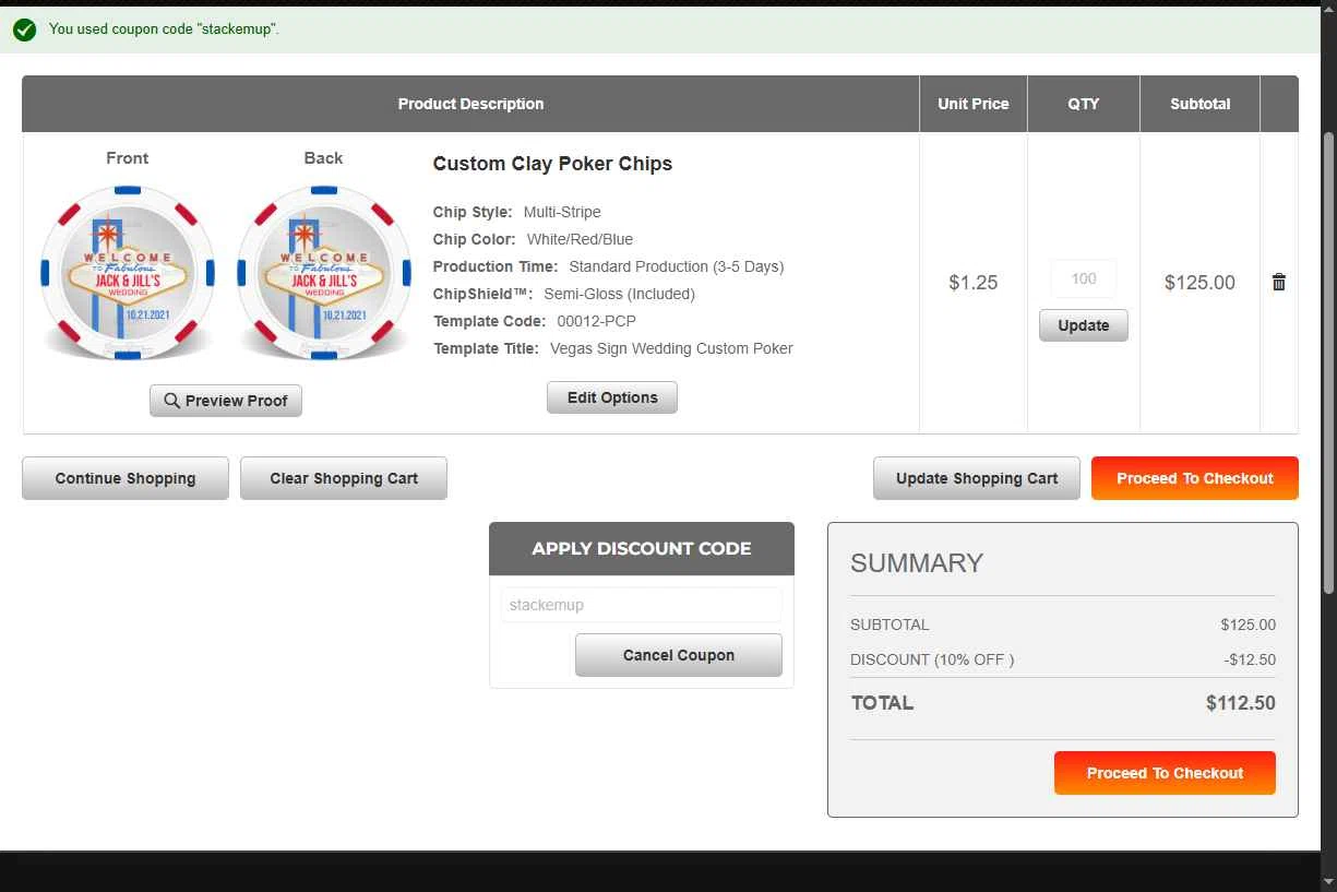 PokerChips.com checkout page showing PokerChips.com promo code box | Screenshot taken by SimplyCodes community member on Nov 30, 2025