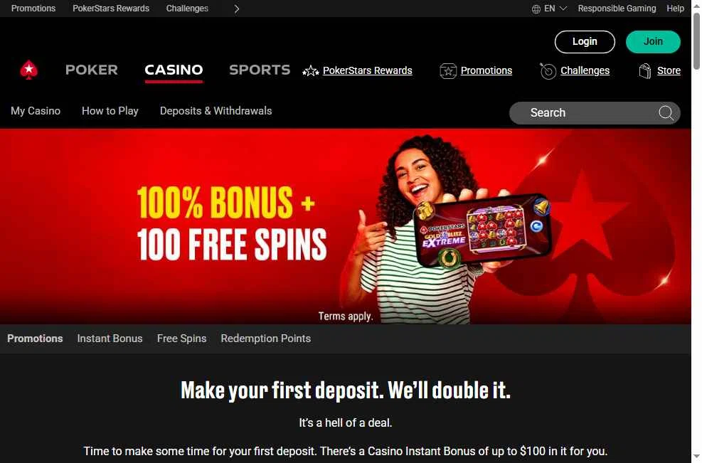 PokerStars Casino checkout page showing PokerStars Casino promo code box | Screenshot taken by SimplyCodes community member on Aug 23, 2025
