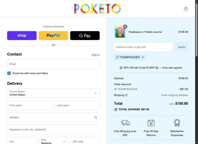 POKETO checkout page showing POKETO promo code box | Screenshot taken by SimplyCodes community member on Sep 10, 2025