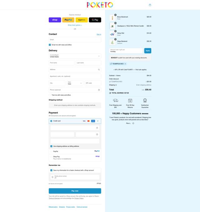 POKETO checkout page showing POKETO promo code box | Screenshot taken by SimplyCodes community member on Sep 10, 2025