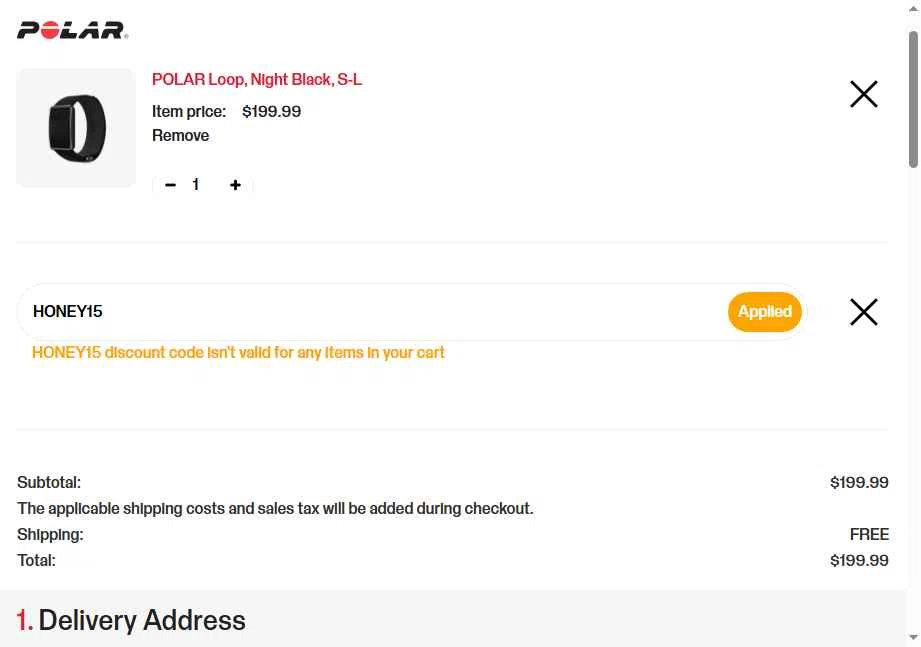 Polar checkout page showing Polar coupon code box | Screenshot taken by SimplyCodes community member on Feb 20, 2026