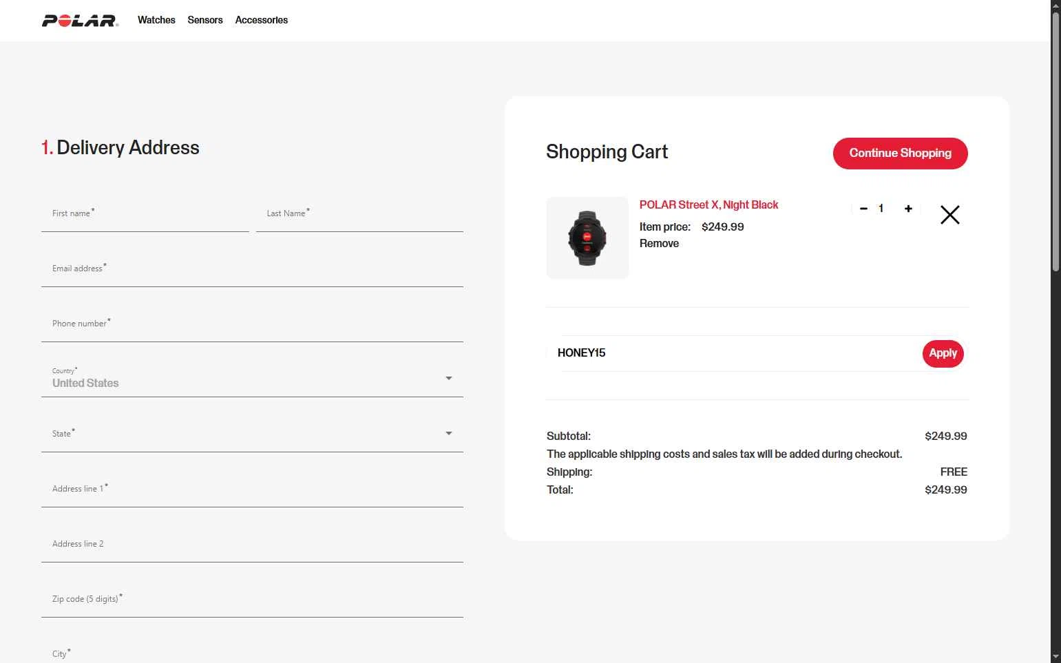 Verification screenshot for 15% Off Select Items at Polar - 3mo ago