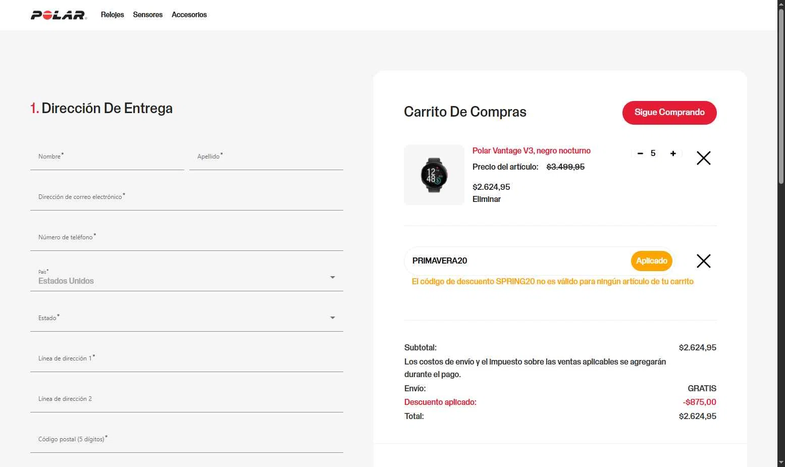 Polar checkout page showing Polar coupon code box | Screenshot taken by SimplyCodes community member on Jan 22, 2026