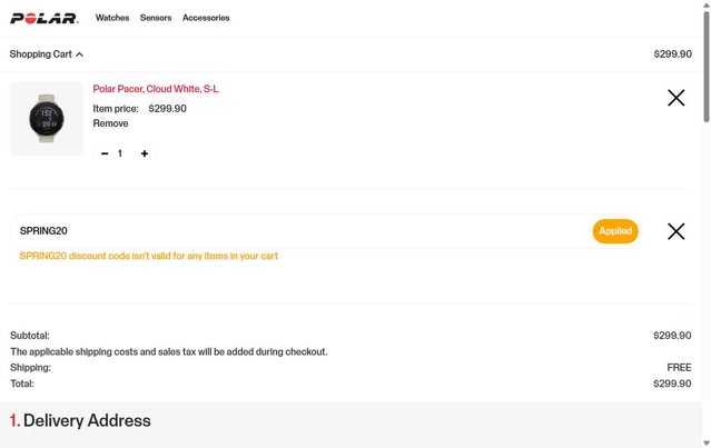 Polar checkout page showing Polar coupon code box | Screenshot taken by SimplyCodes community member on Sep 2, 2025