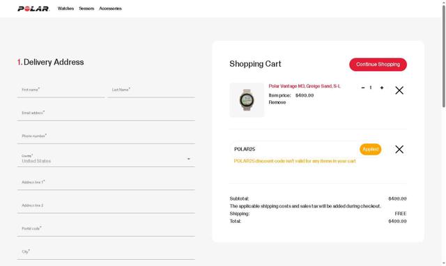 Polar checkout page showing Polar coupon code box | Screenshot taken by SimplyCodes community member on Sep 22, 2025