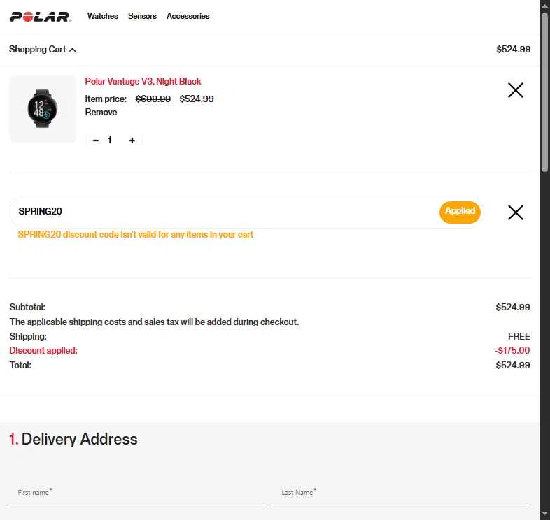 Polar checkout page showing Polar coupon code box | Screenshot taken by SimplyCodes community member on Jan 25, 2026