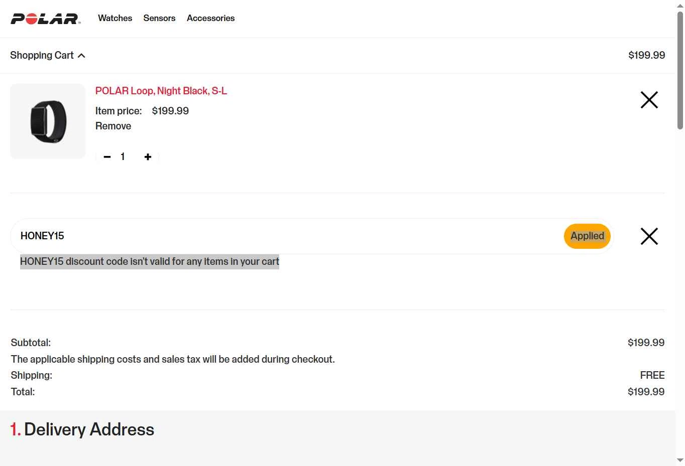 Verification screenshot for 15% Off Select Items at Polar - 3mo ago