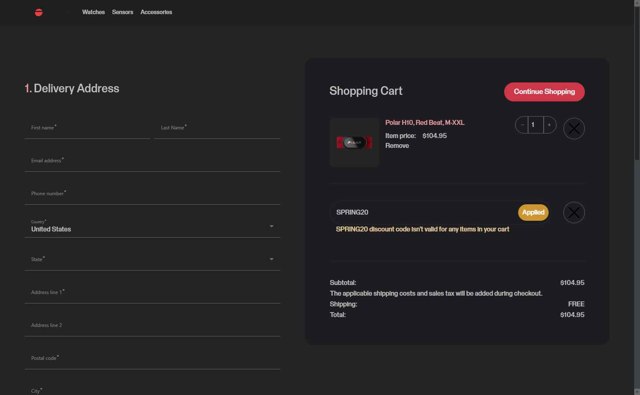 Polar checkout page showing Polar coupon code box | Screenshot taken by SimplyCodes community member on Sep 1, 2025