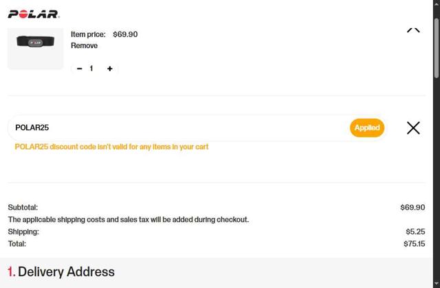 Polar checkout page showing Polar coupon code box | Screenshot taken by SimplyCodes community member on Sep 22, 2025