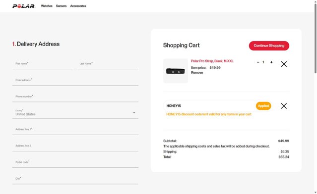 Polar checkout page showing Polar coupon code box | Screenshot taken by SimplyCodes community member on Aug 19, 2025