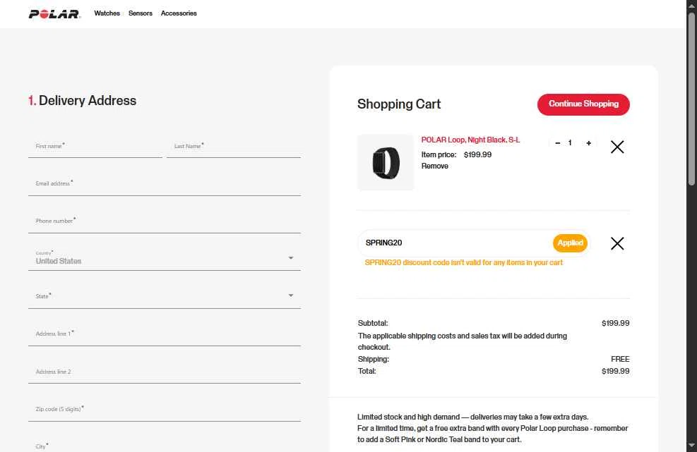 Polar checkout page showing Polar coupon code box | Screenshot taken by SimplyCodes community member on Feb 7, 2026