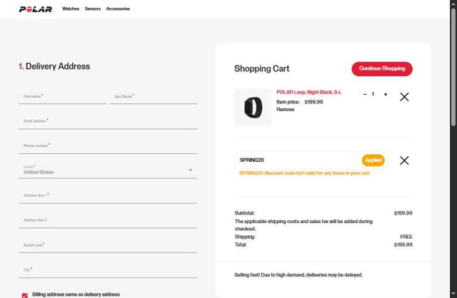 Polar checkout page showing Polar coupon code box | Screenshot taken by SimplyCodes community member on Sep 5, 2025