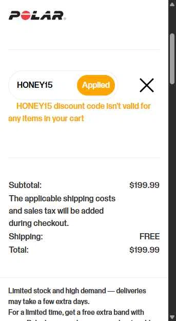 Polar checkout page showing Polar coupon code box | Screenshot taken by SimplyCodes community member on Feb 11, 2026