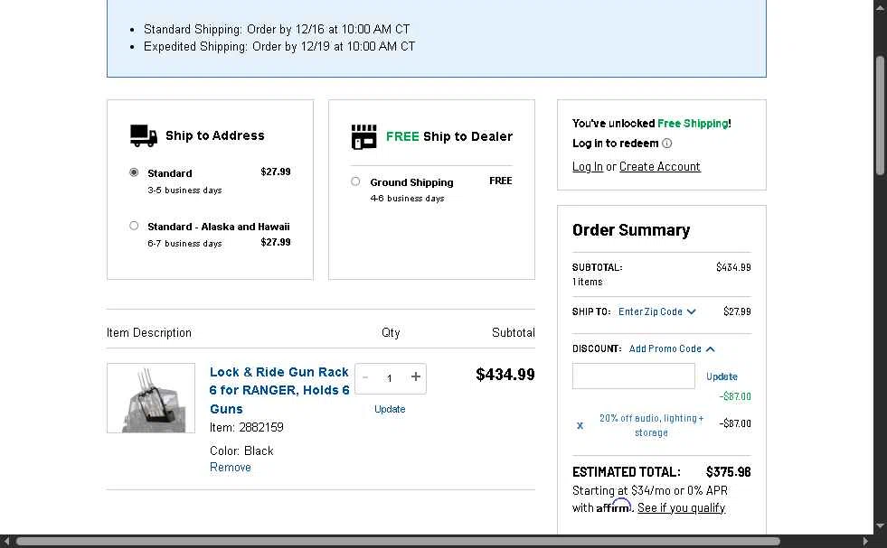 Polaris checkout page showing Polaris promo code box | Screenshot taken by SimplyCodes community member on Dec 14, 2025