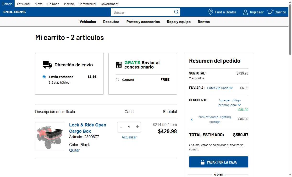 Polaris checkout page showing Polaris promo code box | Screenshot taken by SimplyCodes community member on Dec 24, 2025