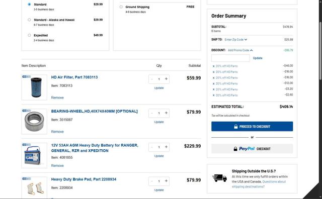 Polaris checkout page showing Polaris promo code box | Screenshot taken by SimplyCodes community member on Sep 27, 2025