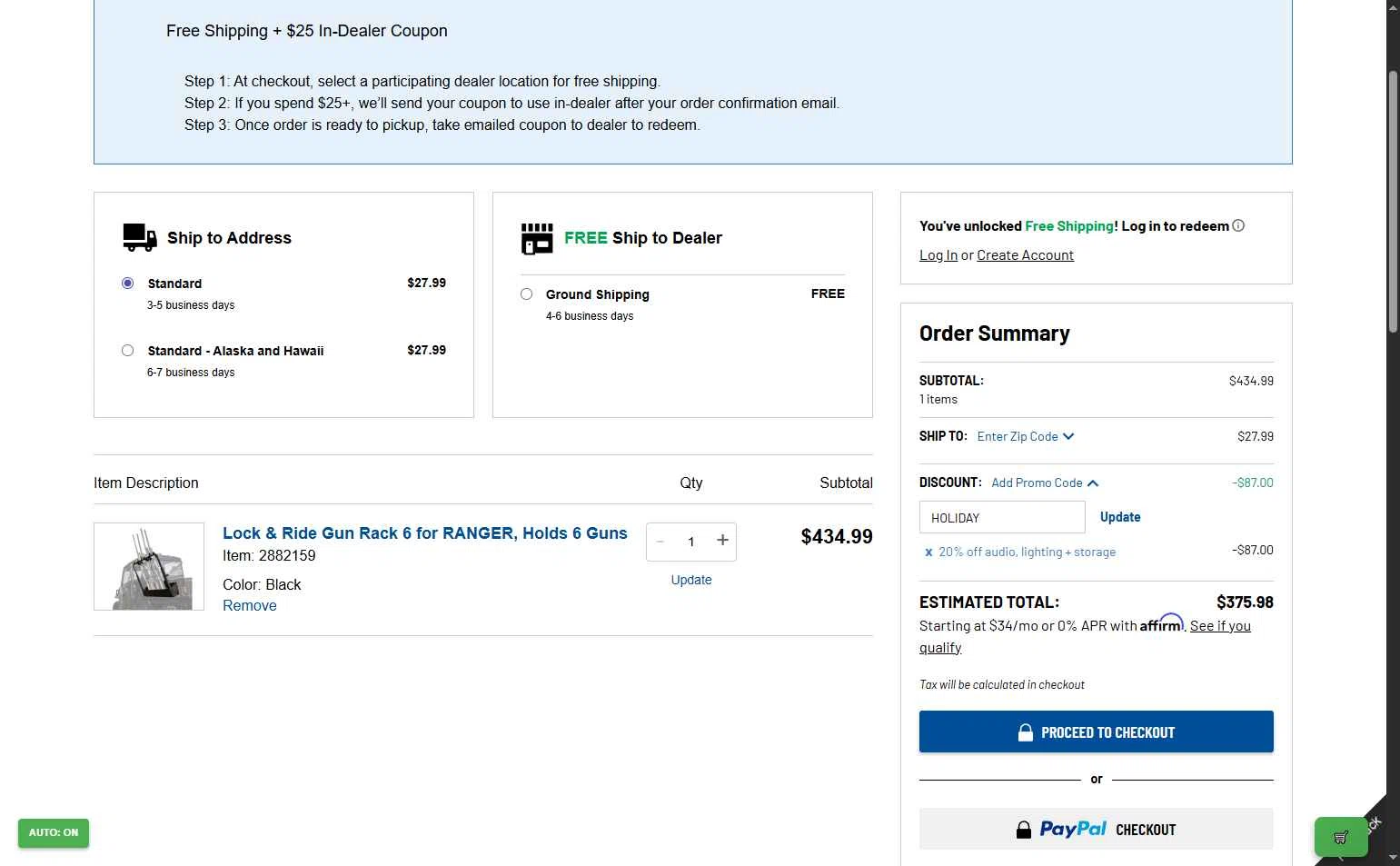 Polaris checkout page showing Polaris promo code box | Screenshot taken by SimplyCodes community member on Dec 2, 2025