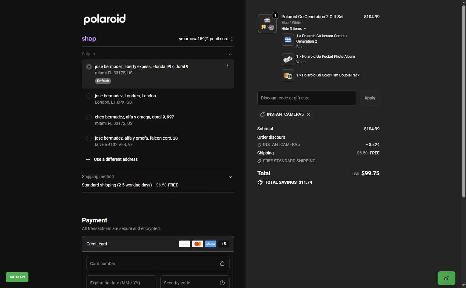 Polaroid EU checkout page showing Polaroid EU coupon code box | Screenshot taken by SimplyCodes community member on Nov 8, 2025
