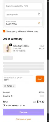 RUTH coupon verification screenshot