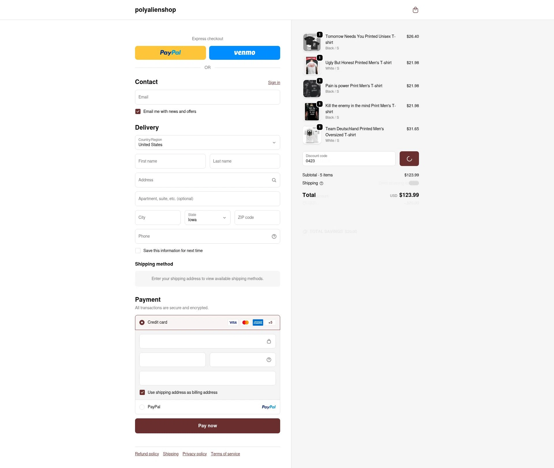 Polyaliens checkout page showing Polyaliens promo code box | Screenshot taken by SimplyCodes community member on Dec 29, 2025