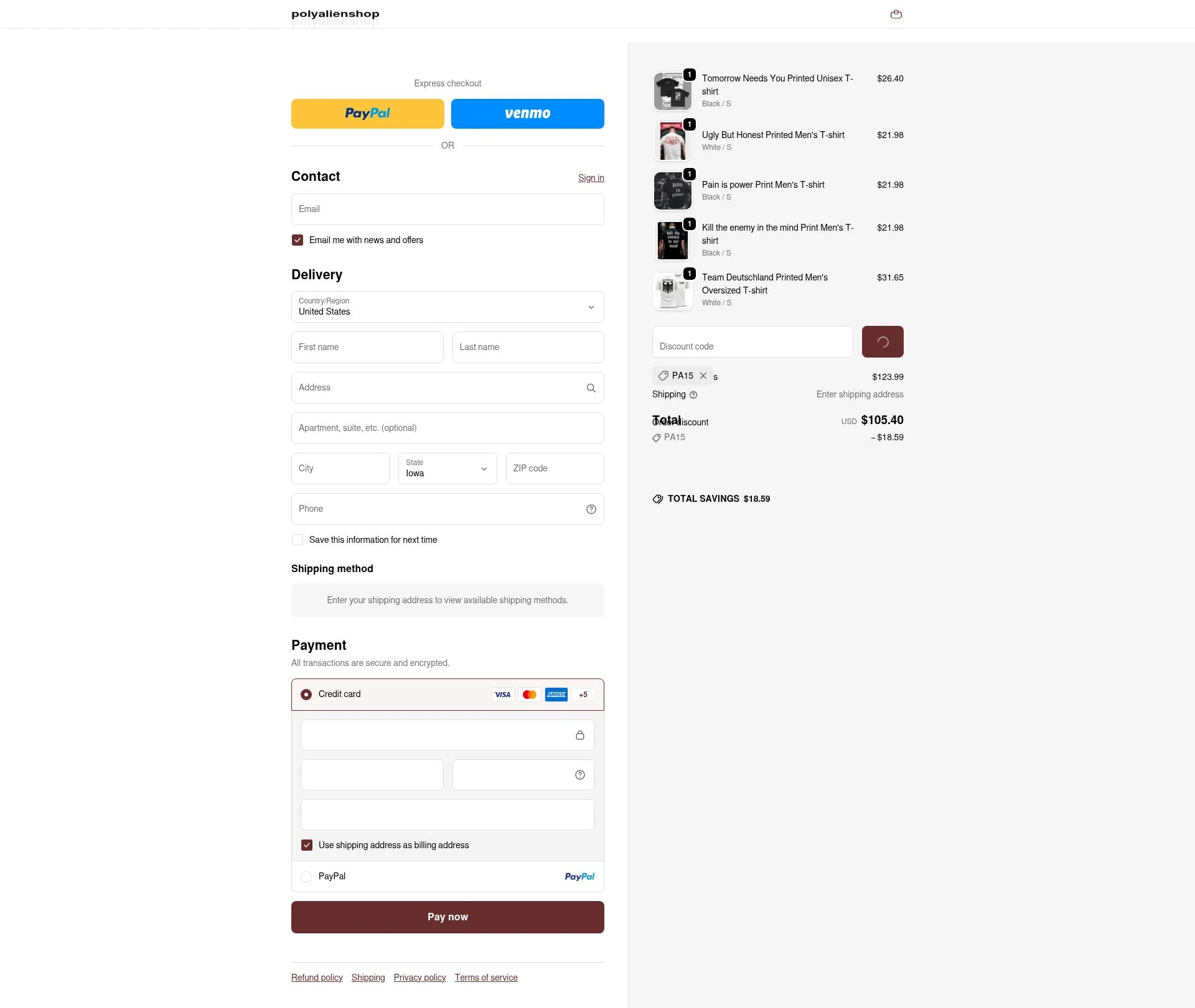 Polyaliens checkout page showing Polyaliens promo code box | Screenshot taken by SimplyCodes community member on Dec 29, 2025