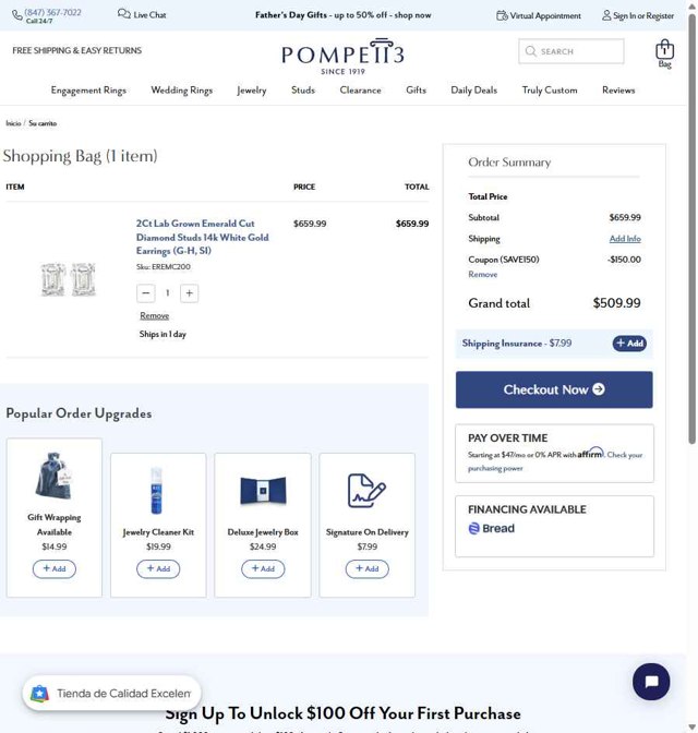 Pompeii3 checkout page showing Pompeii3 promo code box | Screenshot taken by SimplyCodes community member on Jun 16, 2025