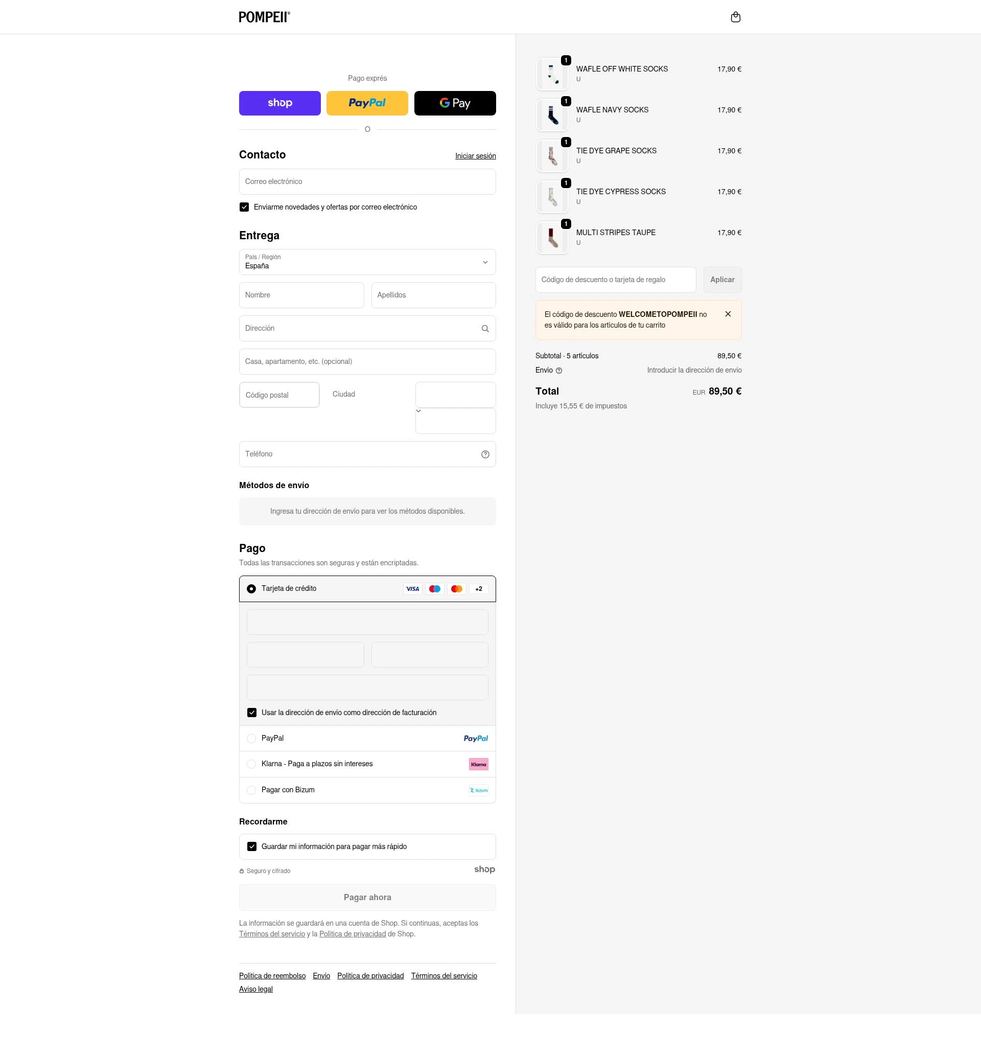 Pompeii Brand checkout page showing Pompeii Brand discount code box | Screenshot taken by SimplyCodes community member on Jan 15, 2026