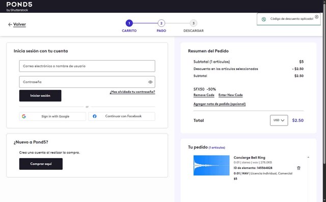 Pond5 checkout page showing Pond5 promo code box | Screenshot taken by SimplyCodes community member on Sep 5, 2025