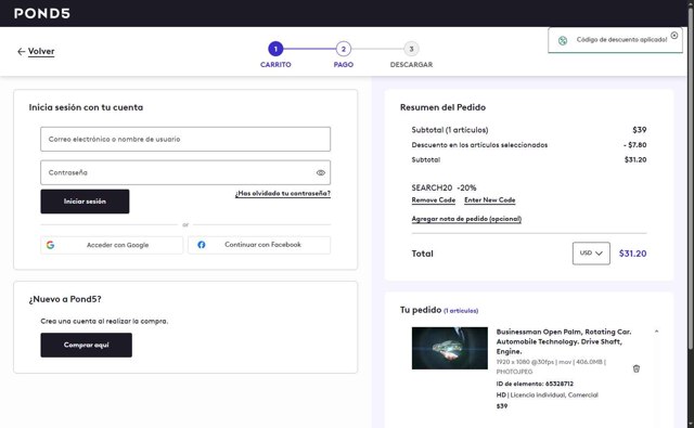 Pond5 checkout page showing Pond5 promo code box | Screenshot taken by SimplyCodes community member on Jun 18, 2025