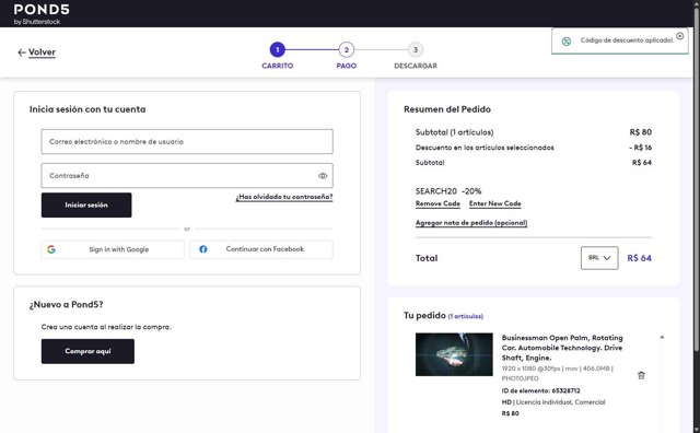 Pond5 checkout page showing Pond5 promo code box | Screenshot taken by SimplyCodes community member on Sep 5, 2025