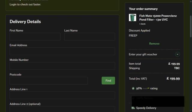 Pondkeeper checkout page showing Pondkeeper discount code box | Screenshot taken by SimplyCodes community member on Jul 18, 2025