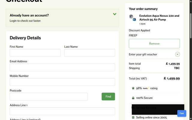 Pondkeeper checkout page showing Pondkeeper discount code box | Screenshot taken by SimplyCodes community member on Jul 18, 2025