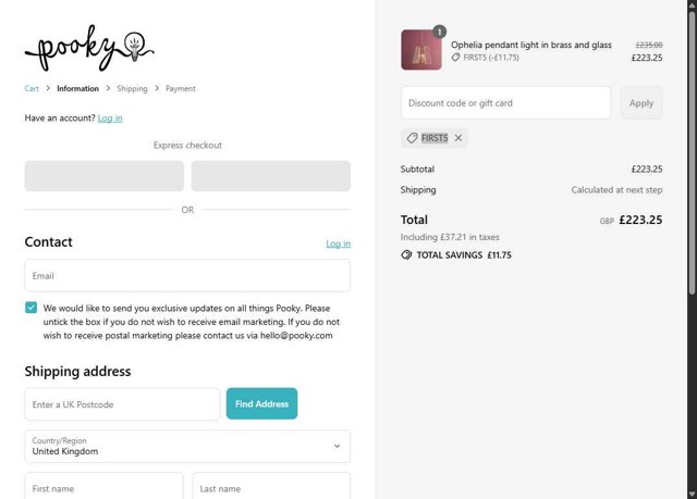 Pooky checkout page showing Pooky discount code box | Screenshot taken by SimplyCodes community member on Sep 5, 2025