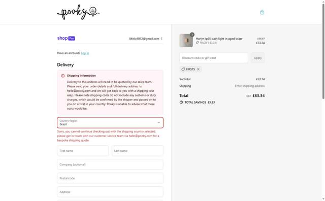 Pooky US checkout page showing Pooky US promo code box | Screenshot taken by SimplyCodes community member on Aug 22, 2025