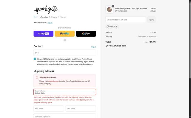 Pooky US checkout page showing Pooky US promo code box | Screenshot taken by SimplyCodes community member on Aug 22, 2025