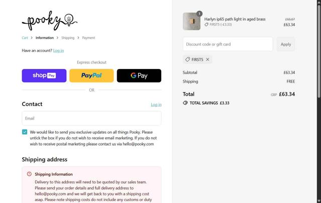 Pooky US checkout page showing Pooky US promo code box | Screenshot taken by SimplyCodes community member on Aug 22, 2025