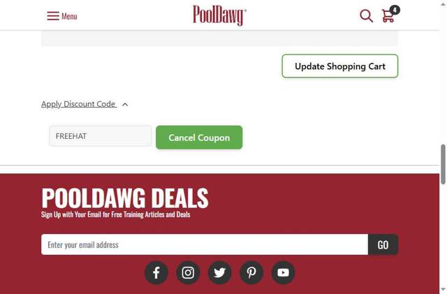 PoolDawg.com checkout page showing PoolDawg.com discount code box | Screenshot taken by SimplyCodes community member on Sep 12, 2025