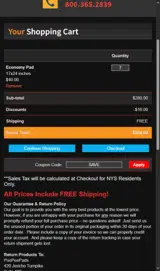SAVE coupon verification screenshot