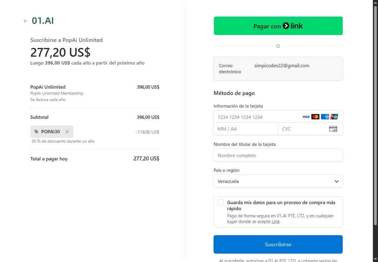PopAi checkout page showing PopAi discount code box | Screenshot taken by SimplyCodes community member on Jan 6, 2026
