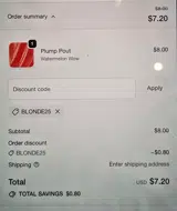 BLONDE25 coupon verification screenshot