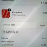 BLONDE25 coupon verification screenshot