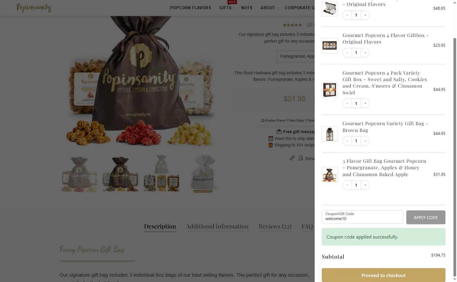 Popinsanity checkout page showing Popinsanity coupon code box | Screenshot taken by SimplyCodes community member on Nov 28, 2025
