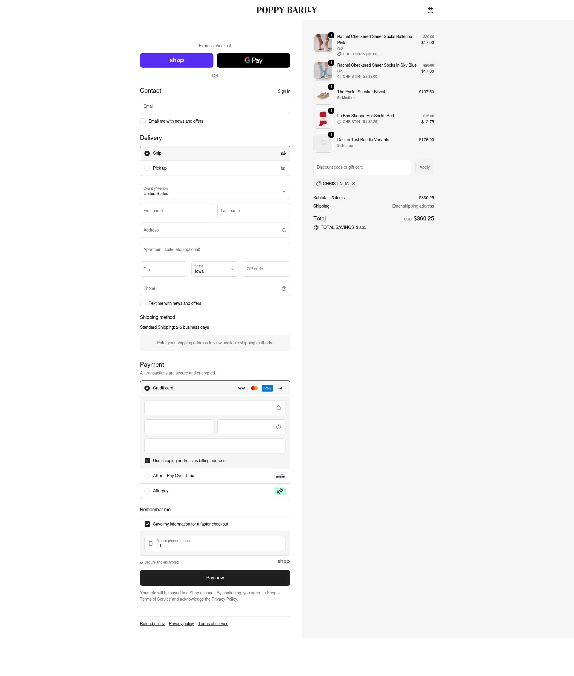 Poppy Barley checkout page showing Poppy Barley promo code box | Screenshot taken by SimplyCodes community member on Dec 27, 2025