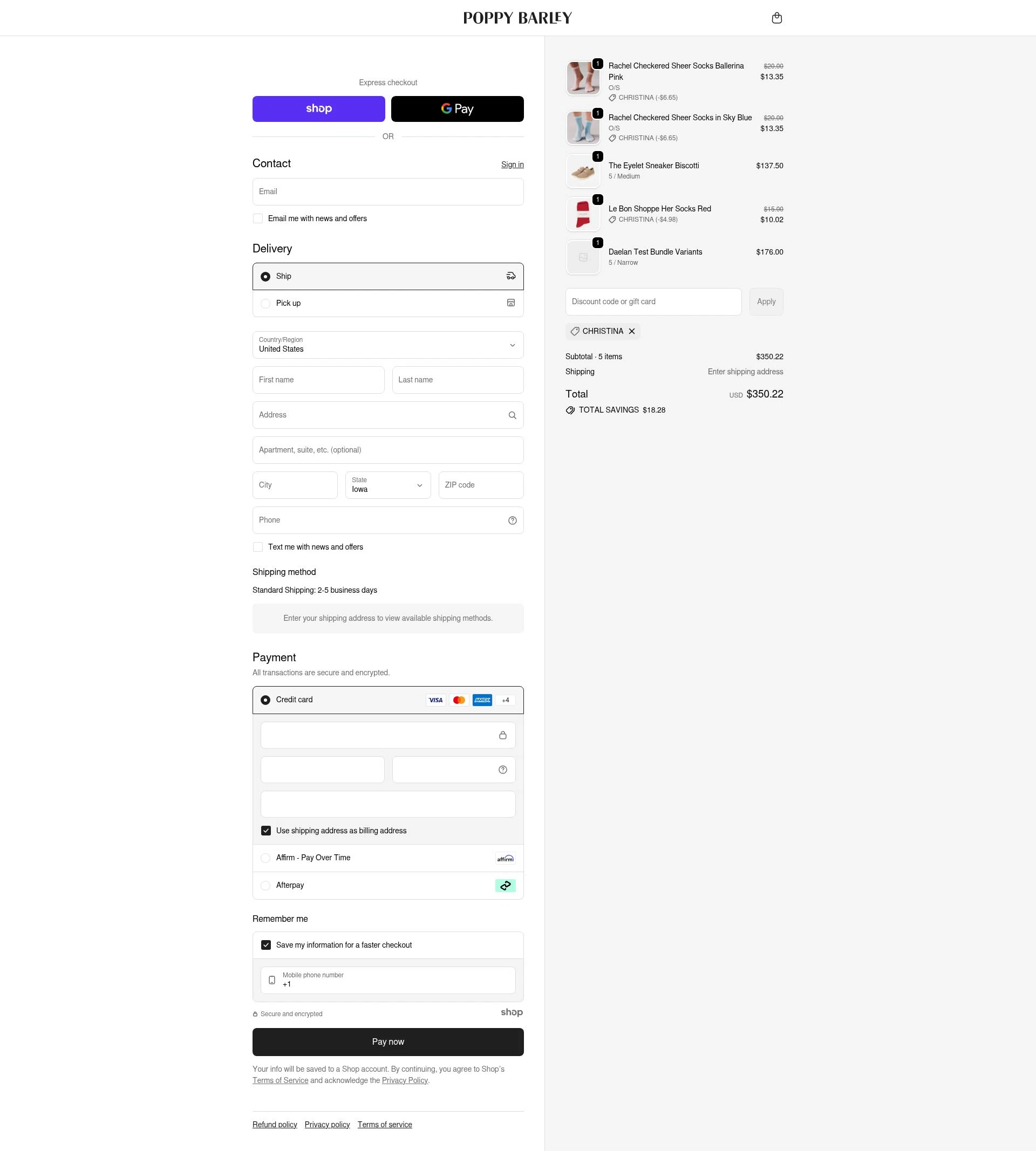 Poppy Barley checkout page showing Poppy Barley promo code box | Screenshot taken by SimplyCodes community member on Dec 27, 2025